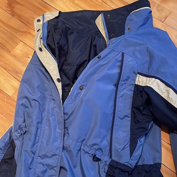 Columbia Fire Ridge blue/navy/light gray zipper/snap front snowboard jacket. Sm - Picture 8 of 9